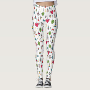 Cute colourful assorted Christmas ornaments patter Leggings