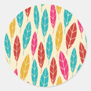 Cute colourful autumn leaves pattern classic round sticker