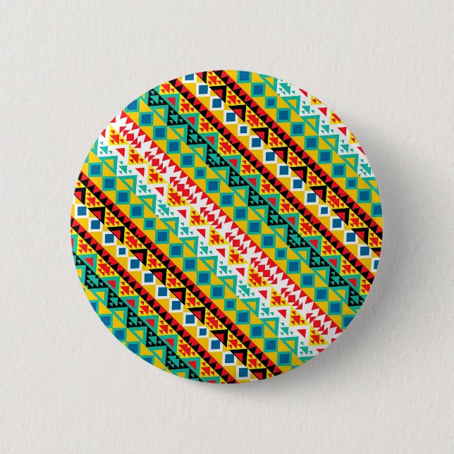 Cute colourful aztec patterns design 2 inch round button (Front)