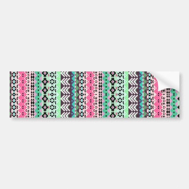 Cute colourful aztec patterns design bumper sticker (Front)