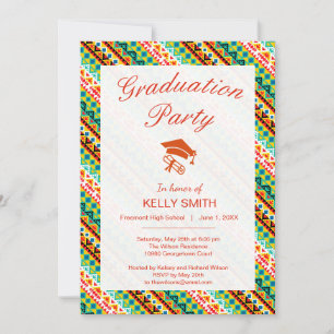Cute colourful aztec patterns design invitation