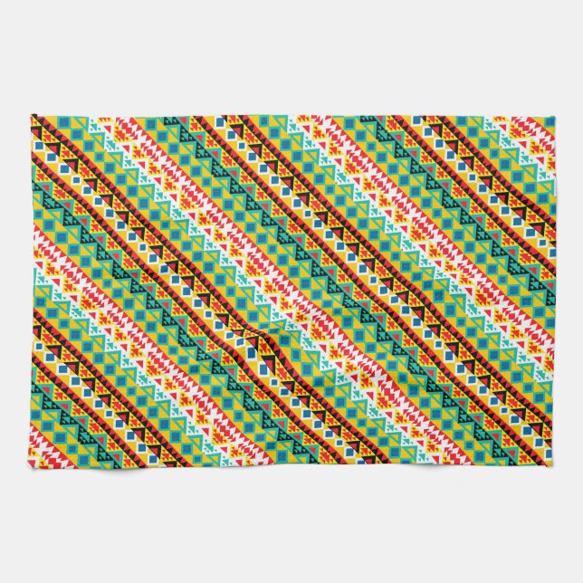Cute colourful aztec patterns design kitchen towel (Horizontal)