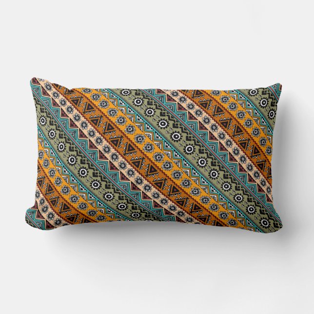 Cute colourful aztec patterns design lumbar pillow (Front)