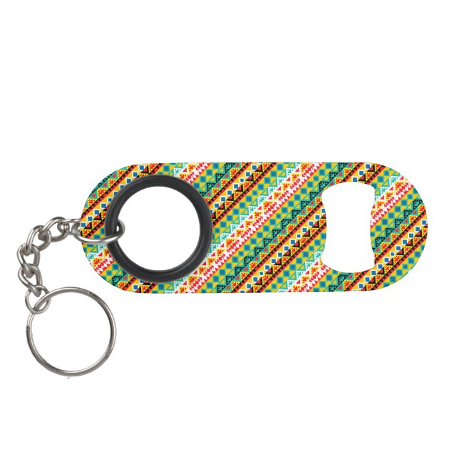 Cute colourful aztec patterns design mini bottle opener (Back Horizontal)