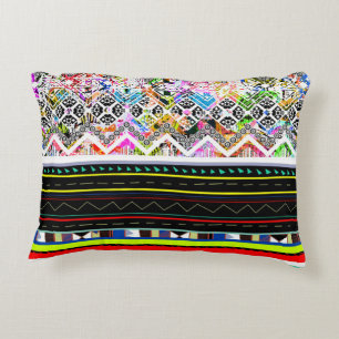 Cute colourful aztec tribal patterns accent pillow