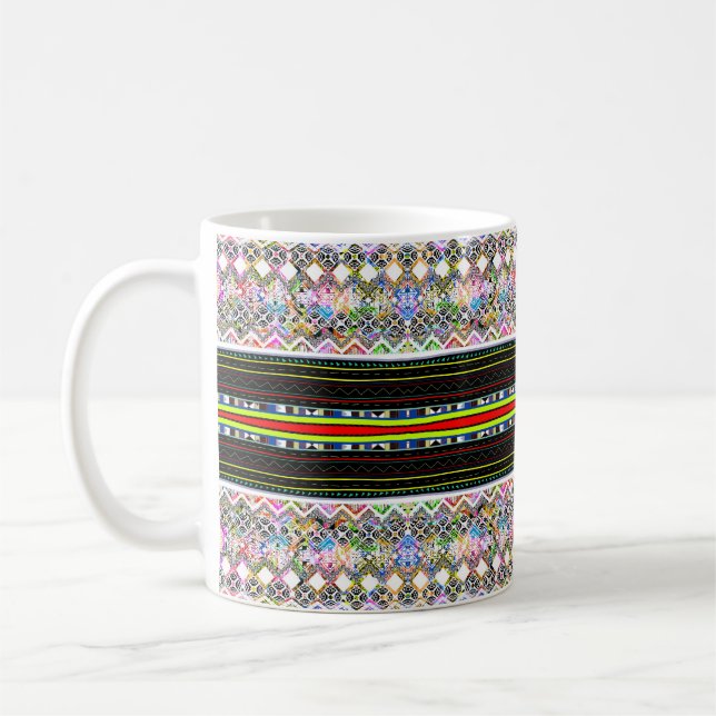 Cute colourful aztec tribal patterns coffee mug (Left)