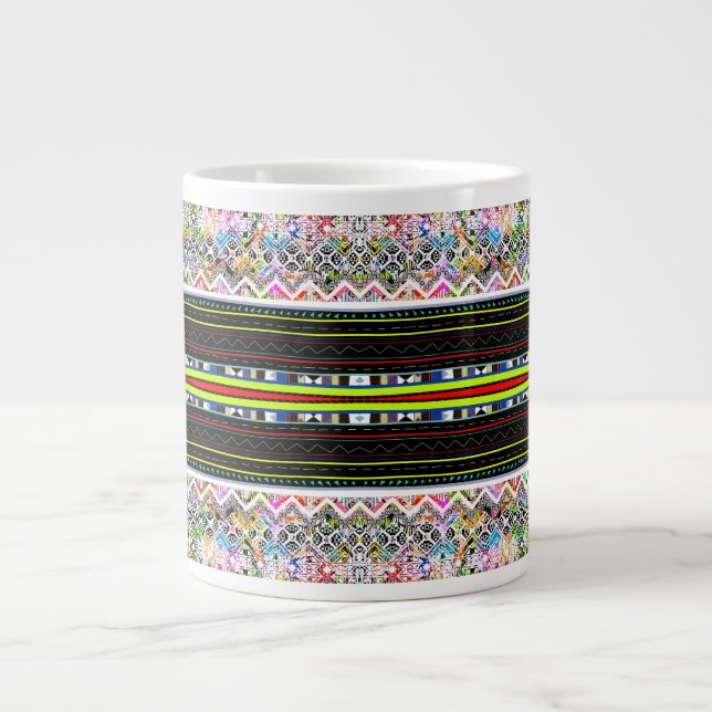 Cute colourful aztec tribal patterns large coffee mug (Front)