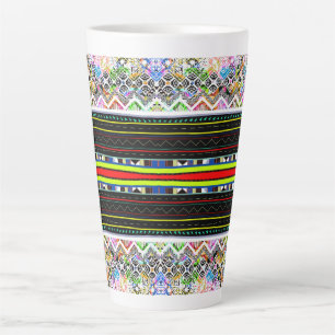Cute colourful aztec tribal patterns latte mug