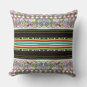 Cute colourful aztec tribal patterns throw pillow