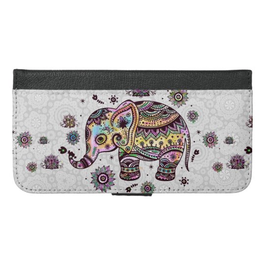 Cute Colourful Baby Elephant Illustration iPhone 6/6s Plus Wallet Case