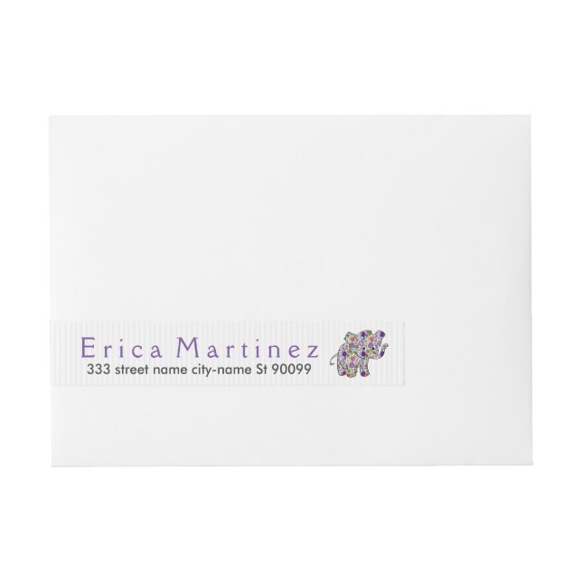 Cute Colourful Baby Elephant Wraparound Address Label (Front)