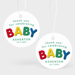 Cute colourful baby personalized baby shower favour tags