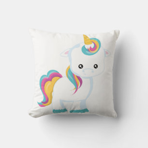 Cute Colourful Baby Unicorn Throw Pillow