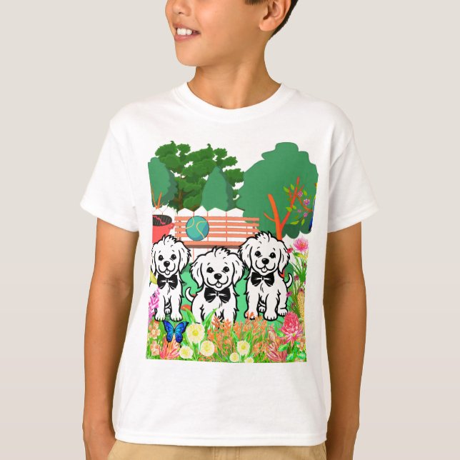 Cute Colourful Back Boys Custom To School Kids Dog T-Shirt (Front)