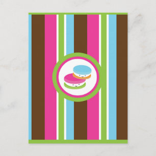 Cute Colourful Bakery Macaroons Fun Stripe Flyer Postcard