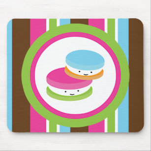 Cute Colourful Bakery Macaroons Fun Stripe Mouse Pad