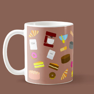 Cute Colourful Baking Utensils And Cakes Coffee Mug