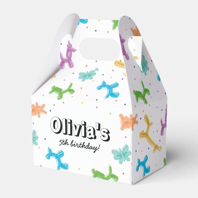 Cute Colourful Balloon Animals Birthday Party Favor Box (Front Side)