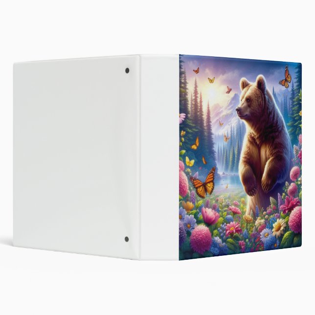 Cute, colourful bear & butterflies binder (Background)