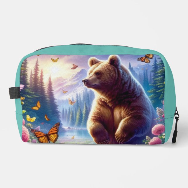 Cute, colourful bear & butterflies dopp kit (Front)