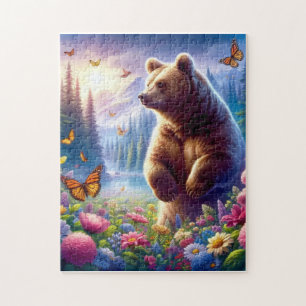 Cute, colourful bear & butterflies jigsaw puzzle