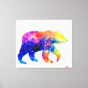 Cute colourful bear  canvas print
