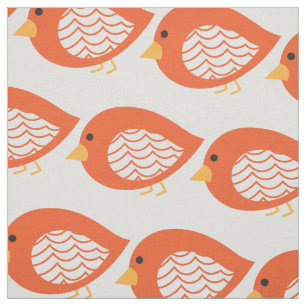 Cute colourful bird illustration fabric