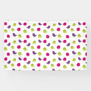 Cute colourful birds banner