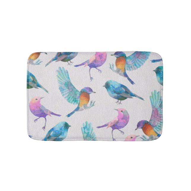 Cute Colourful Birds Bath Mat (Front)