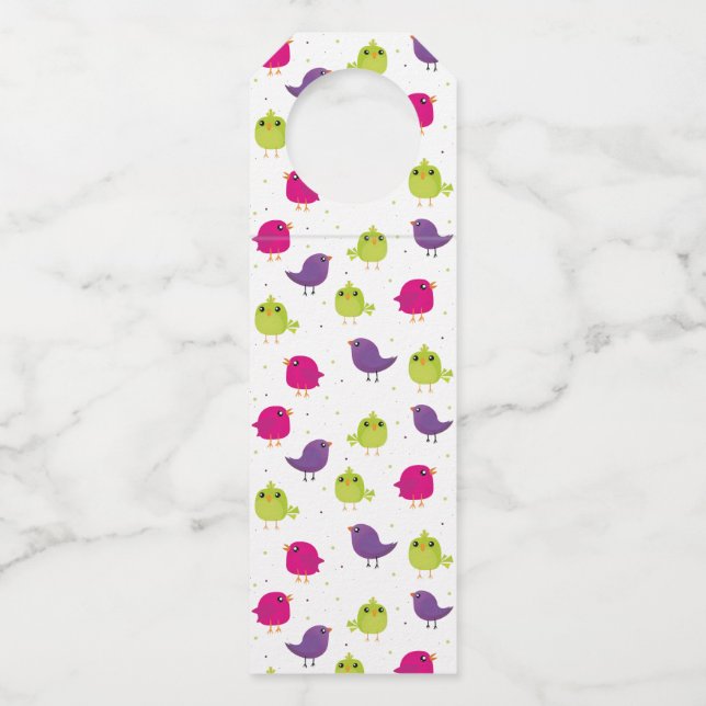 Cute colourful birds  bottle tag (Front)