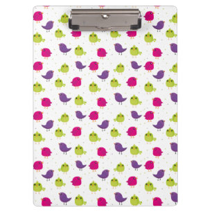 Cute colourful birds clipboard