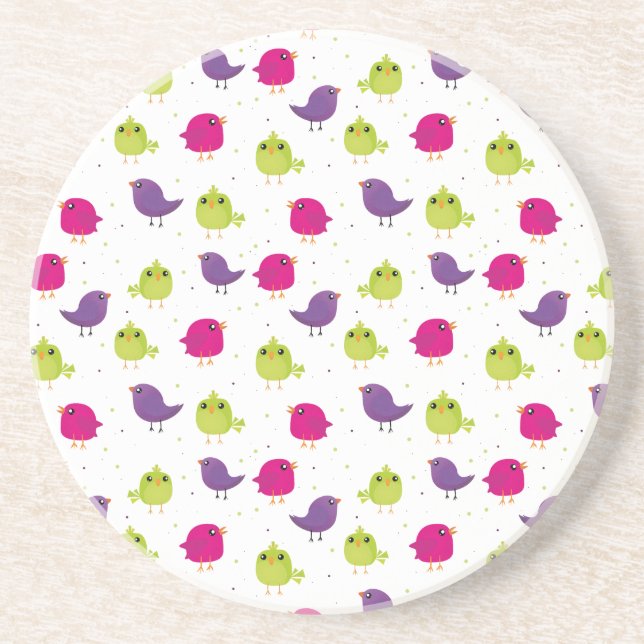 Cute colourful birds  coaster (Front)