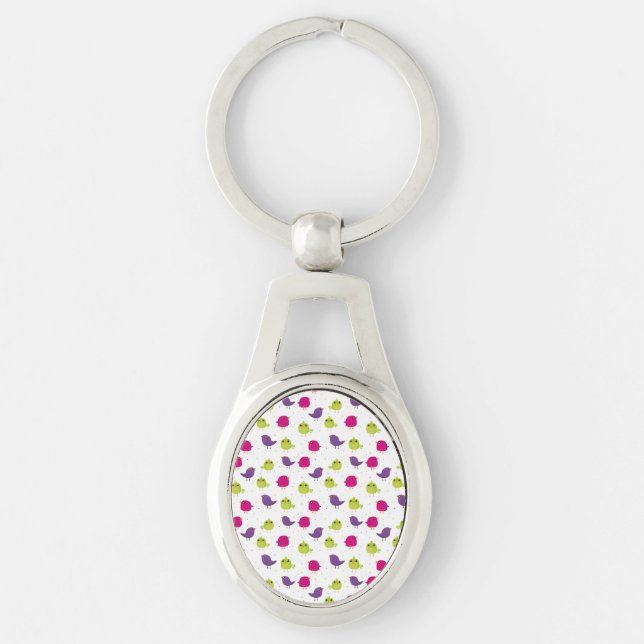 Cute colourful birds   keychain (Front)