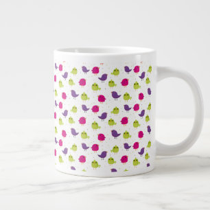 Cute colourful birds large coffee mug
