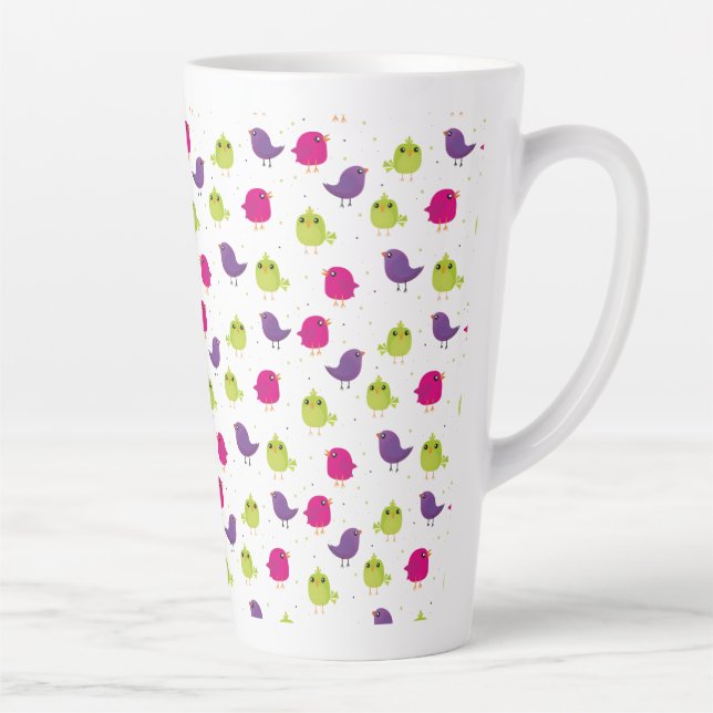 Cute colourful birds  latte mug (Right)