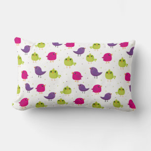 Cute colourful birds lumbar pillow