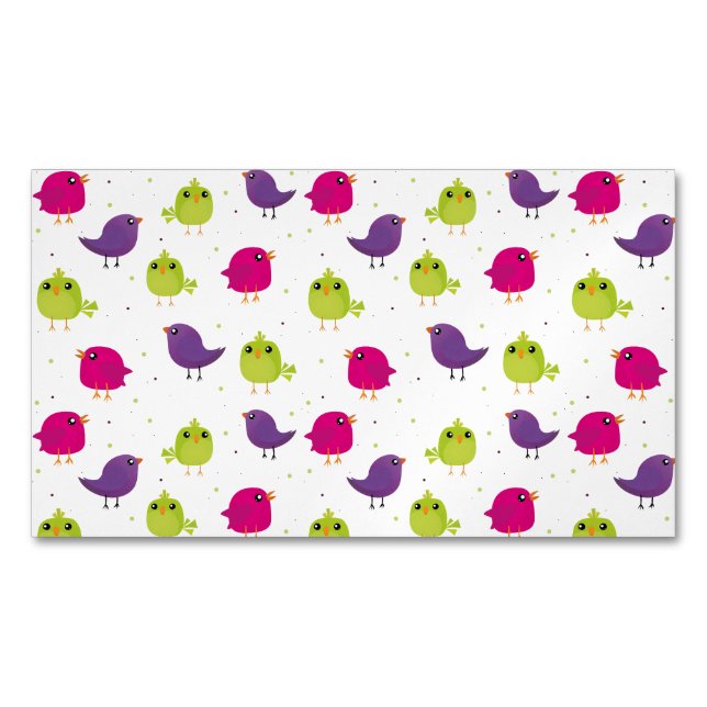 Cute colourful birds 	Magnetic business card (Front)