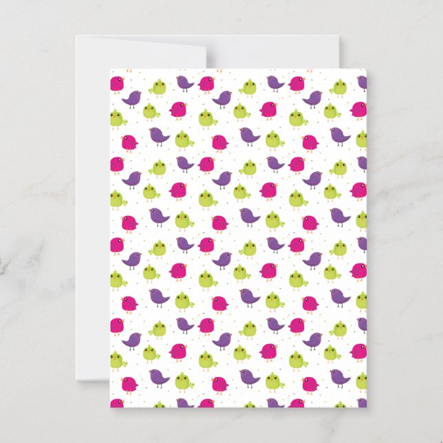 Cute colourful birds   magnetic invitation (Front)