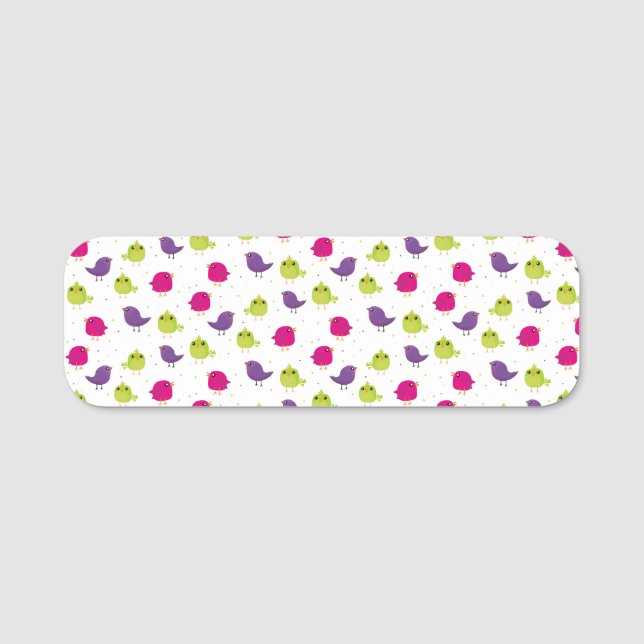 Cute colourful birds  name tag (Front)