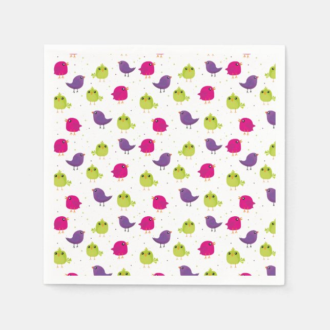 Cute colourful birds  napkin (Front)