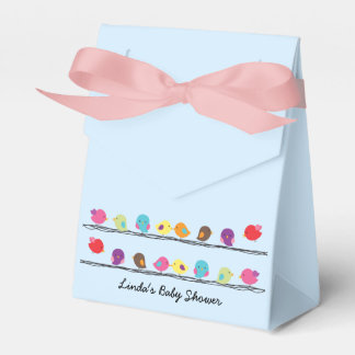 cute colourful birds on ropes favor box