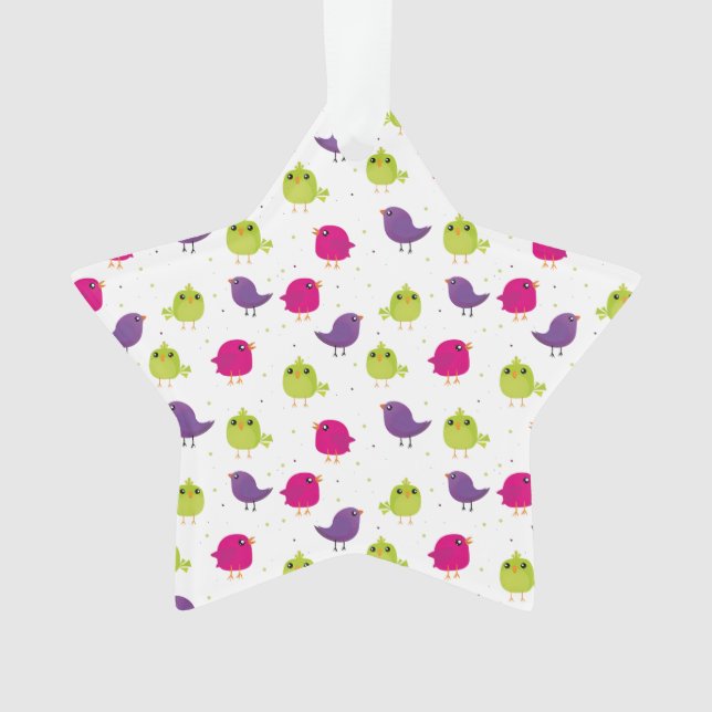 Cute colourful birds  ornament (Front)