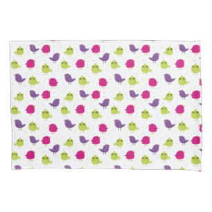 Cute colourful birds pillowcase