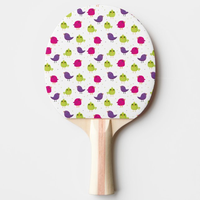 Cute colourful birds   ping pong paddle (Front)