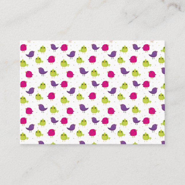 Cute colourful birds place card (Front)