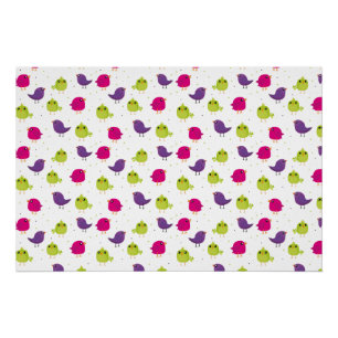 Cute colourful birds poster