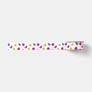 Cute colourful birds  satin ribbon