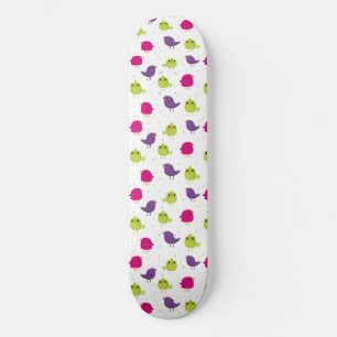 Cute colourful birds  skateboard