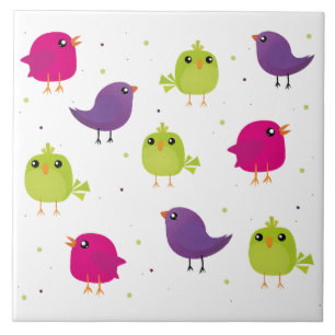 Cute colourful birds   tile