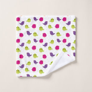 Cute colourful birds wash cloth